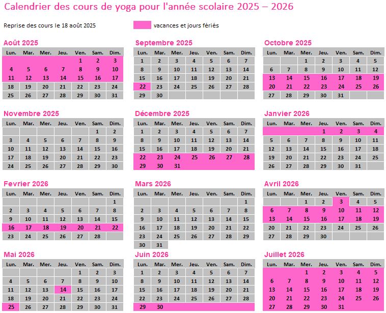 Calendrier 2024 25
